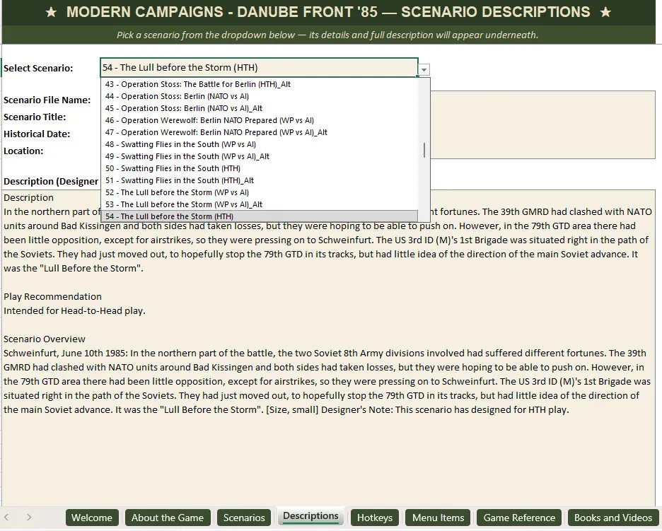 Modern Campaigns: Danube Front '85 companion