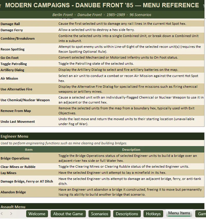 Modern Campaigns: Danube Front '85 companion